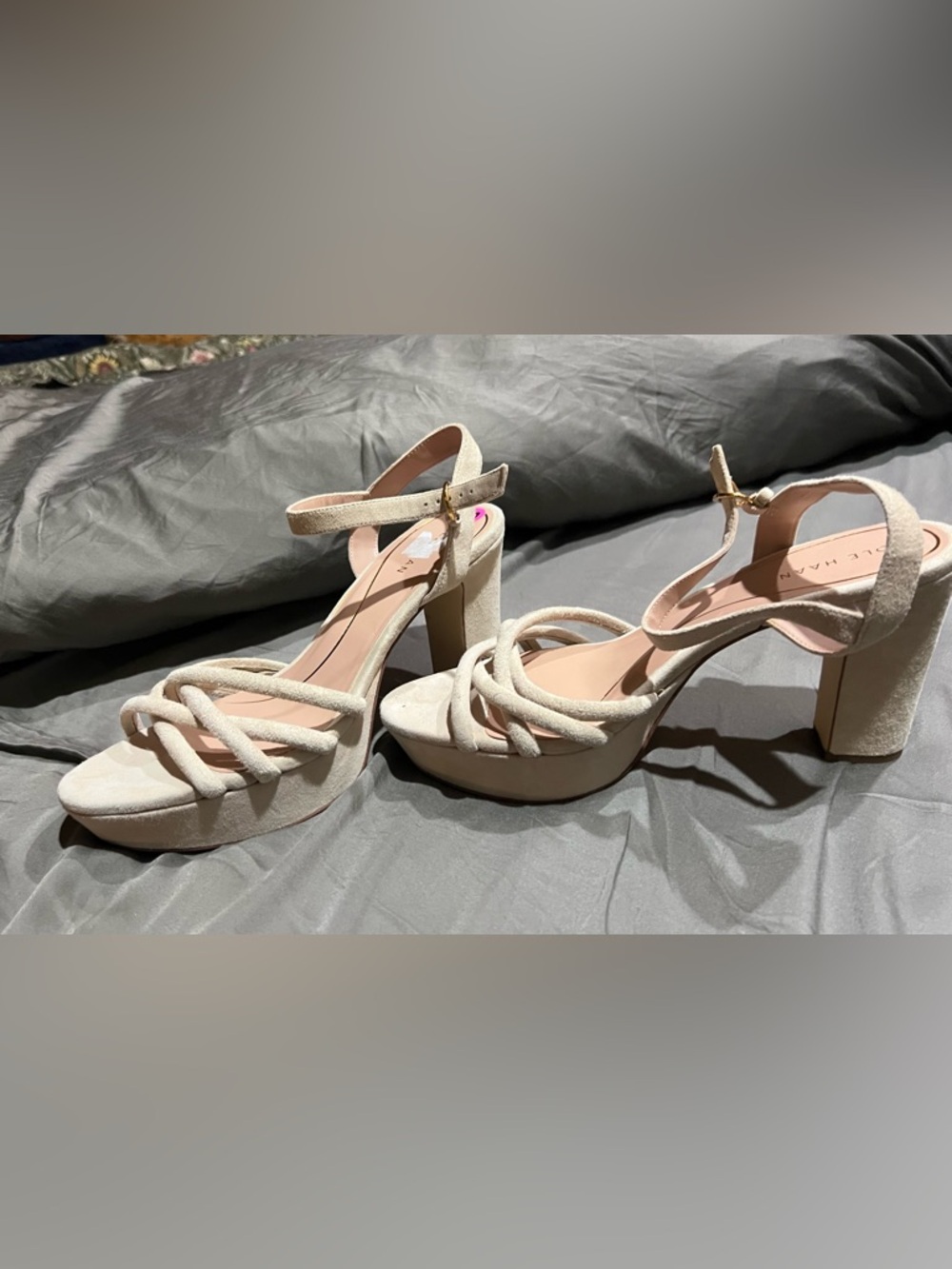 Cole Haan Cream Braided-Strap Platform Sandals